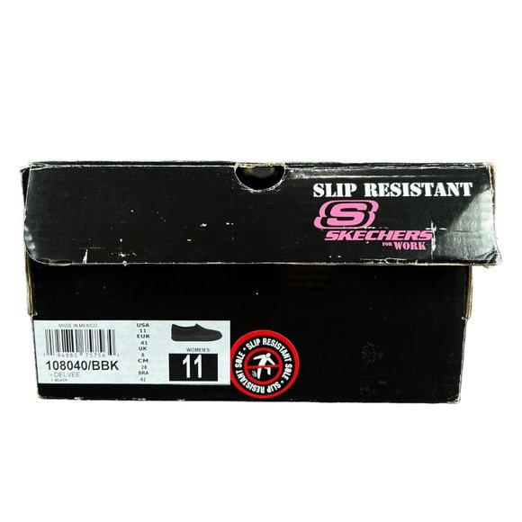 SKECHERS For Work Delvee Slip Resistant Black Slip On Shoes Women's Size 11 - Picture 10 of 10